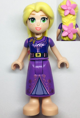 Rapunzel - Mini Doll, 2 Bright Pink Flowers, Dark Purple Vest Closed