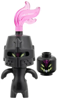 Grimspawn - Black Helmet Castle Closed, Trans-Dark Pink Plume, Forehead Tattoo