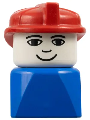 Duplo 2 x 2 x 2 Figure Brick Early, Male on Blue Base, Red Hat (Firefighter)