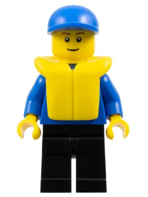 Boat Worker - Plain Blue Torso, Black Legs, Blue Cap, Life Jacket