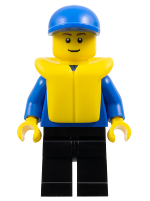 Boat Worker - Plain Blue Torso, Black Legs, Blue Cap, Life Jacket