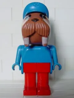 Fabuland Walrus - Wilfred Walrus (Captain), Red Legs, Blue Hat and Top