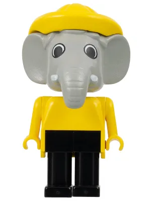 Fabuland Elephant - Edward Elephant, Black Legs, Yellow Raincoat and Hat, White Eyes