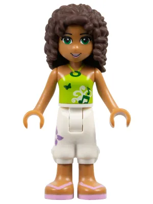 Friends Andrea - White Cropped Trousers, Lime Halter Neck Top