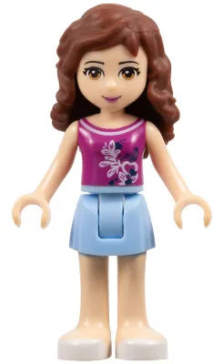 Friends Olivia (Light Nougat) - Bright Light Blue Skirt, Magenta Top