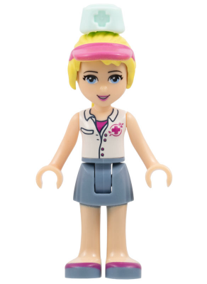 Friends Stephanie - Sand Blue Skirt, White Top with Red Cross Logo, Light Aqua Nurse Hat