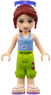 Friends Mia - Lime Cropped Trousers, Medium Blue Top with 3 Butterflies, Sunglasses