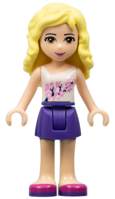 Friends Naya - Dark Purple Skirt, White Top with Pink Flowers