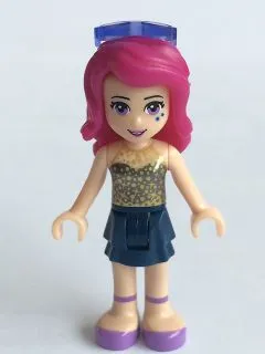 Friends Livi - Dark Blue Layered Skirt, Gold Sequined Halter Top, Sunglasses