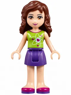 Friends Olivia (Light Nougat) - Dark Purple Skirt, Lime Top with Heart Electron Orbitals