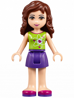 Friends Olivia (Light Nougat) - Dark Purple Skirt, Lime Top with Heart Electron Orbitals