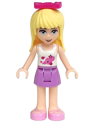 Friends Stephanie - Medium Lavender Skirt, White Top with Stars, Magenta Bow