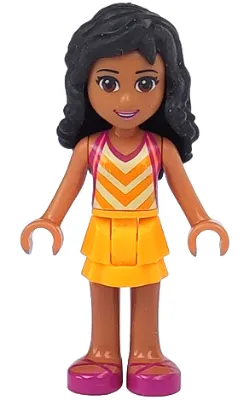 Friends Kate - Bright Light Orange Layered Skirt, Tan Top with Bright Light Orange Chevron Stripes