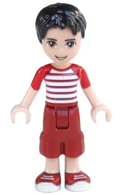 Friends Nate - Dark Red Cropped Trousers Large Pockets, Red and White Striped Shirt