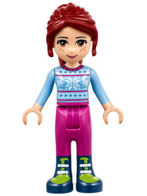 Friends Mia - Magenta Trousers, Bright Light Blue Snowflake Sweater Top