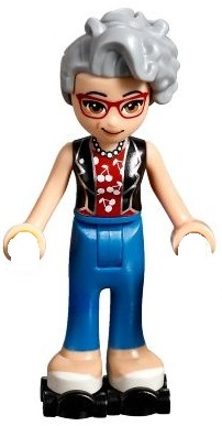 Friends Dottie - Blue Trousers, Black Vest over Red Shirt with Cherries, Black Roller Skates