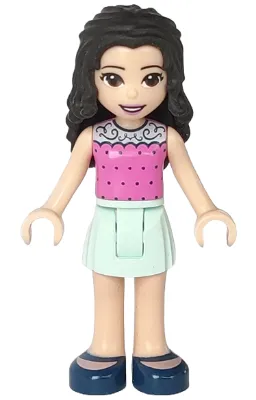 Friends Emma - Dark Pink Top with Dots, Light Aqua Skirt, Dark Blue Shoes