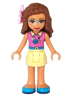 Friends Olivia (Nougat) - Bright Light Yellow Skirt, Dark Pink Top, Flower