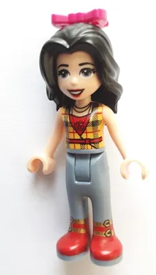 Friends Vicky - Trousers with Red Boots, Red Shirt with Bright Light Orange Top, Black Hair, Bow