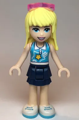 Friends Stephanie - Dark Blue Layered Skirt, Medium Azure and White Top, Sunglasses