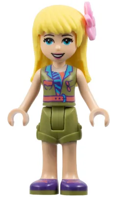 Friends Stephanie - Olive Green Shorts and Top, Dark Purple Shoes, Flower