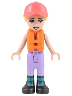 Friends Stephanie - Lavender Sailing Outfit, Coral Cap, Orange Life Jacket