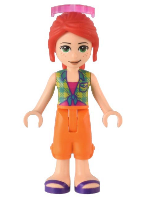 Friends Mia - Lime Plaid Shirt, Orange Cropped Trousers, Dark Purple Sandals, Sunglasses