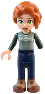 Friends Autumn - Sand Green Sweater Vest, Dark Blue Trousers, Nougat and Reddish Brown Boots