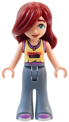 Friends Paisley - Bright Light Yellow and Medium Lavender Tank Top, Sand Blue Trousers Bell-Bottoms, Medium Lavender Shoes