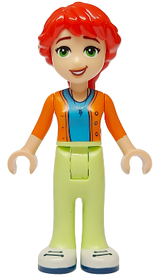 Friends Mia (Adult) - Dark Azure Shirt, Orange Sweater, Yellowish Green Pants, White Shoes with Dark Blue Soles and Laces