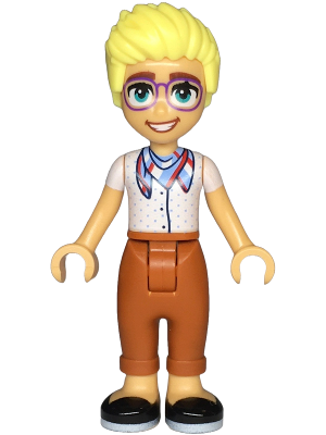 Friends Olly - White Shirt with Bandana, Dark Orange Trousers, Black Shoes