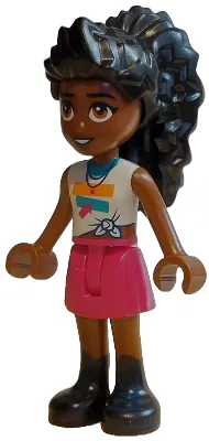 Friends Elsa D - White Knotted Sleeveless Shirt, Magenta Skirt, Black Boots