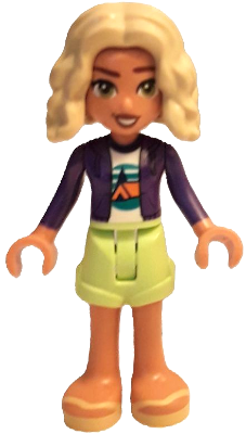 Friends Nova - Dark Purple Hoodie, White Shirt with Tent, Yellowish Green Shorts, Bright Light Yellow Sandals