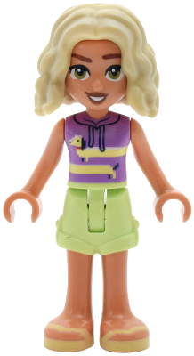 Friends Nova - Medium Lavender Sleeveless Hoodie with Dachshund, Yellowish Green Shorts, Bright Light Yellow Sandals