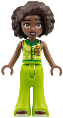 Friends Aliya - Lime Top with Snowflakes and Christmas Gift and Trousers Bell-Bottoms with Dark Red Shoes