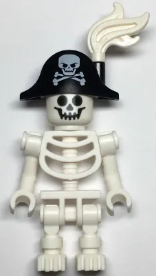 Skeleton - Standard Skull, Bent Arms Vertical Grip, Black Bicorne Hat with Skull and Crossbones, White Plume