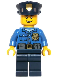 Police - Gold Badge, Police Hat, Open Grin