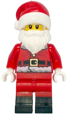 Santa - Fur Lined Jacket with Candy Cane on Back, Red Legs with Black Boots, Santa Hat with Molded Red Top