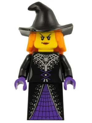 Witch - Black Floppy Hat, Orange Hair, Dark Purple Trim