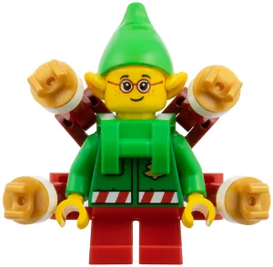 Elf - Green Jacket with Christmas Trees, Bright Green Neck Bracket with Robot Arms