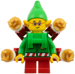 Elf - Green Jacket with Christmas Trees, Bright Green Neck Bracket with Robot Arms