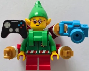 Elf - Green Jacket with Christmas Trees, Bright Green Neck Bracket with Robot Arms and Utensils
