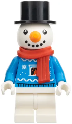 Snowman - Red Scarf, Dark Azure Christmas Sweater