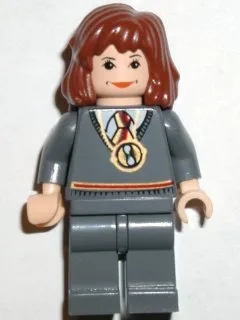 Hermione Granger - Gryffindor Stripe Torso with Time Turner Necklace, Dark Bluish Gray Legs