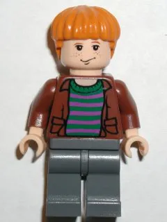 Ron Weasley - Brown Open Shirt and Striped Sweater