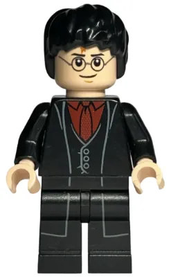 Harry Potter - Black Long Coat and Vest, Dark Red Shirt and Tie