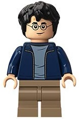 Harry Potter - Dark Blue Open Jacket over Sand Blue Shirt, Dark Tan Medium Legs
