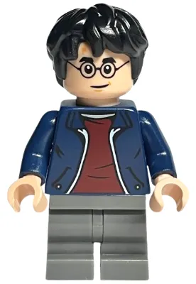 Harry Potter - Dark Blue Open Jacket over Dark Red Shirt, Dark Bluish Gray Medium Legs, Hair