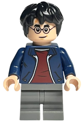 Harry Potter - Dark Blue Open Jacket over Dark Red Shirt, Dark Bluish Gray Medium Legs, Hair