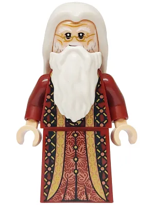 Albus Dumbledore - Dark Red Robe with Gold Hem, White Hair